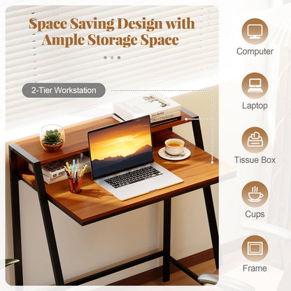 2 Tier Computer Desk PC Laptop Table Study Writing Home Office Workstation New