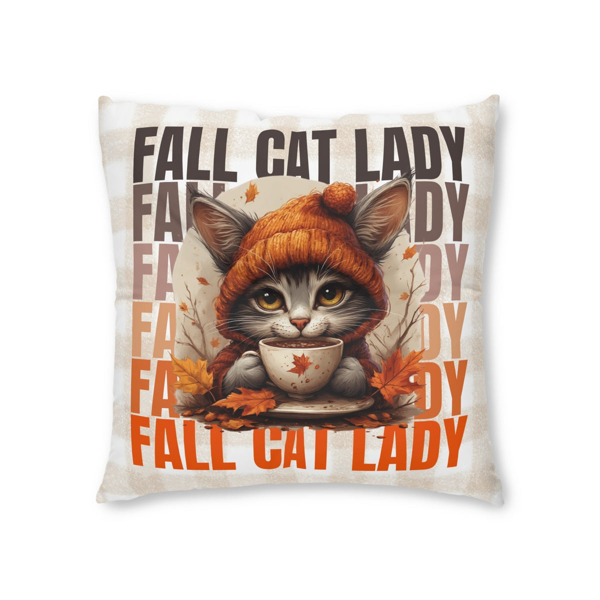 Fall Cat Lady Tufted Floor Pillow