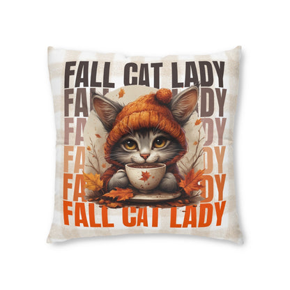 Fall Cat Lady Tufted Floor Pillow