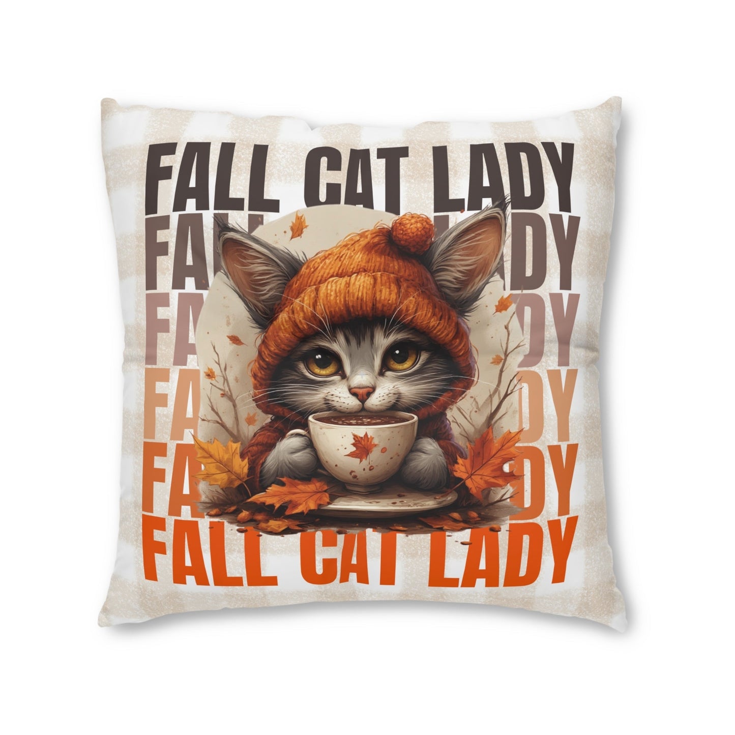 Fall Cat Lady Tufted Floor Pillow
