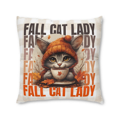 Fall Cat Lady Tufted Floor Pillow
