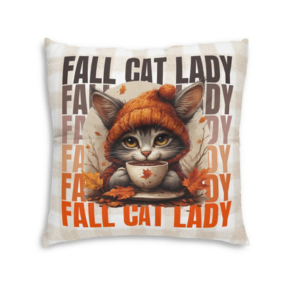Fall Cat Lady Tufted Floor Pillow