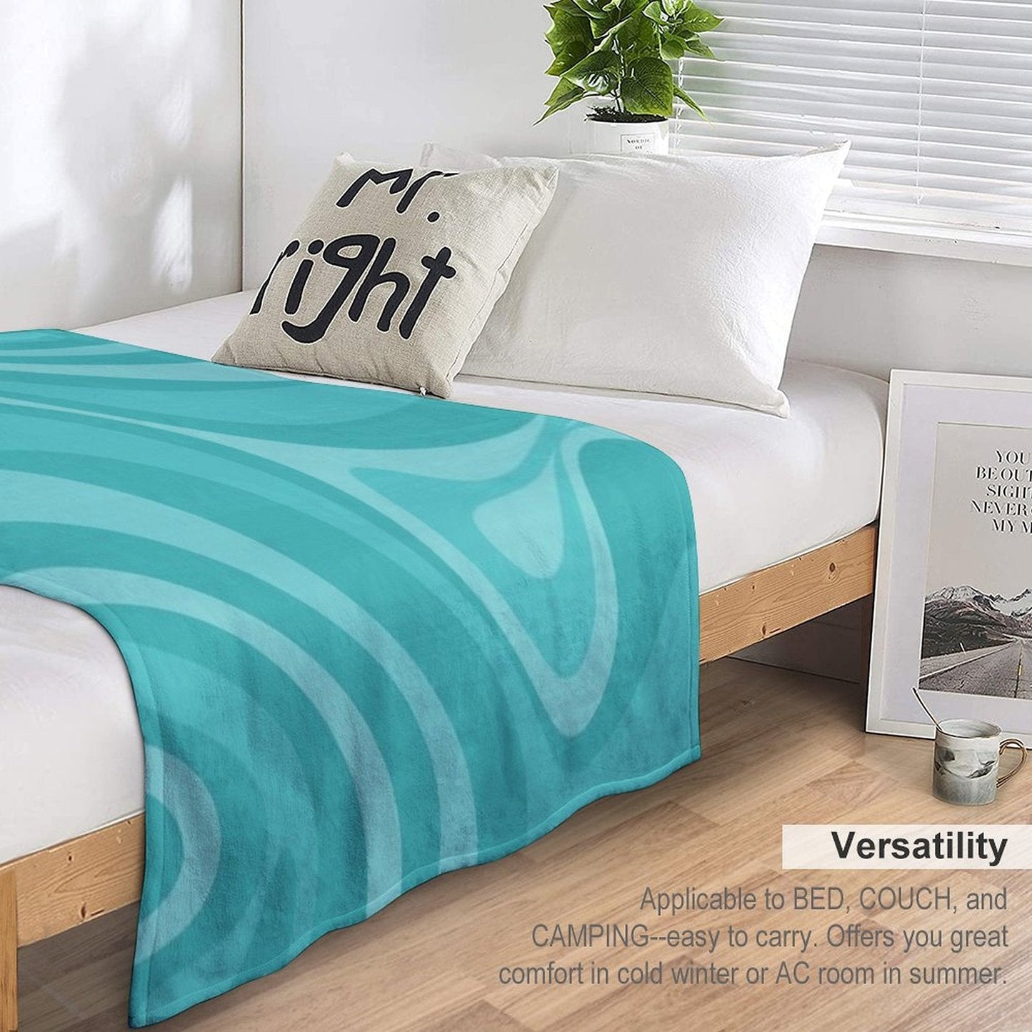 New Groove Retro Liquid Swirl Abstract Pattern in Turquoise Teal Throw Blanket